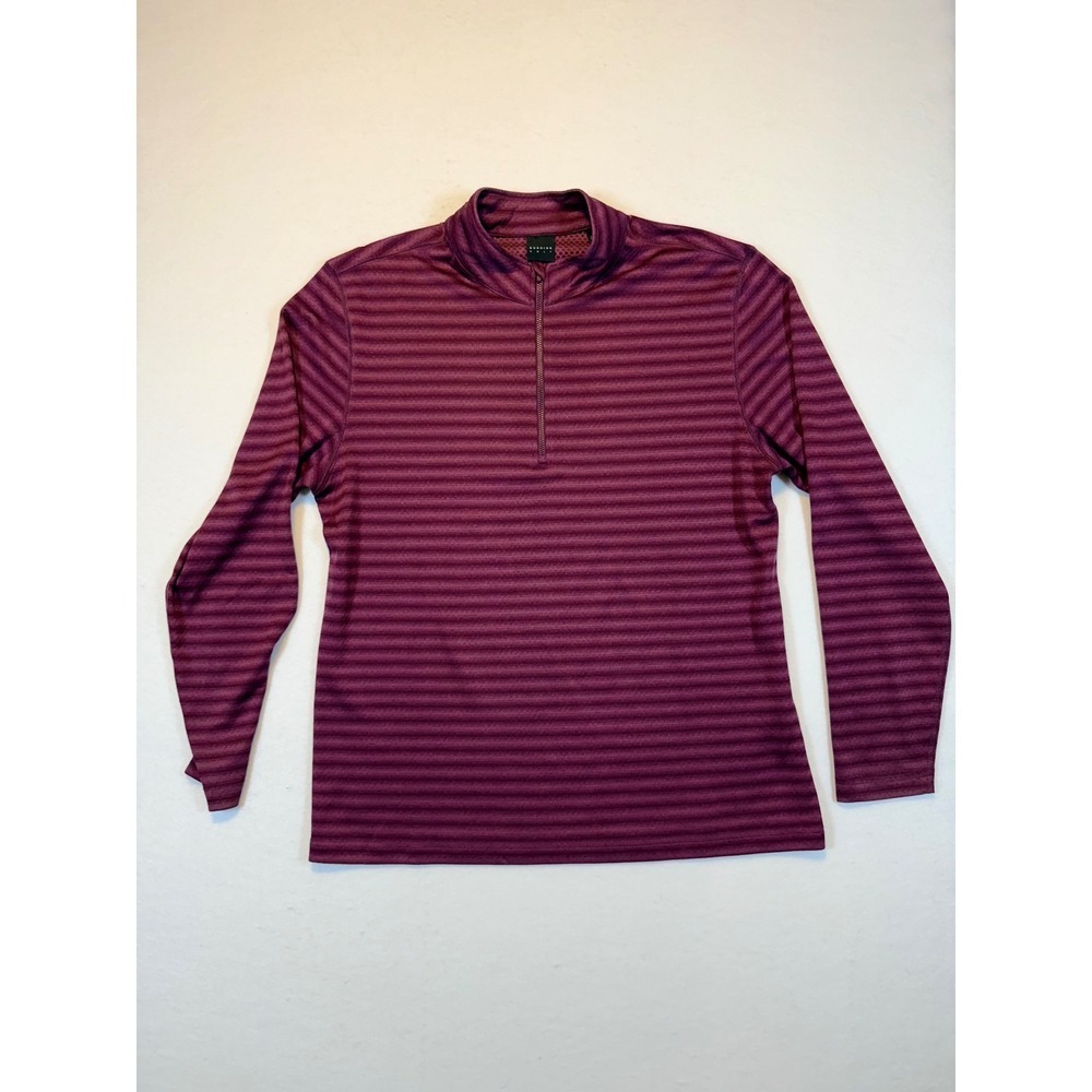 Dunning Golf Pullover Mens L Purple Striped Long Sleeve 1/4 Zip Athletic